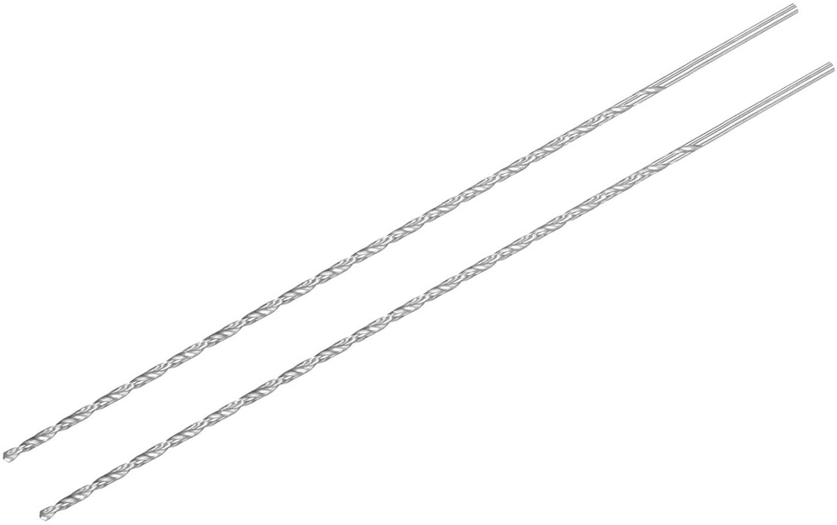 SnelShoppen - 2 Stuks HSS Extra Lange Spiral Boor Bits 2mm Diameter 200mm Lengte - Hoogwaardige Metaalboor voor Precisiewerk en Doeleinden