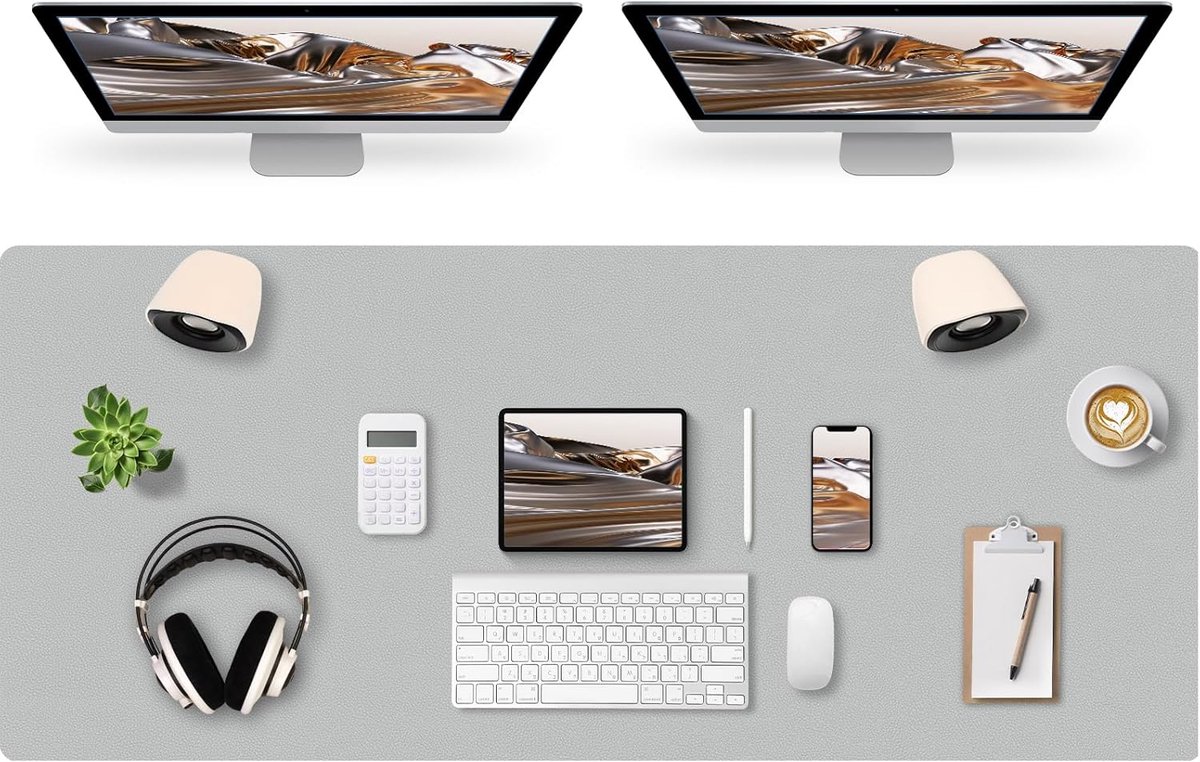 SnelShoppen - Desk Pad Donkergrijs 100x50cm - Luxe Bureau Onderlegger voor Thuis en Kantoor, Ideaal voor Schrijven en Laptopgebruik, Stijlvol en Duurz