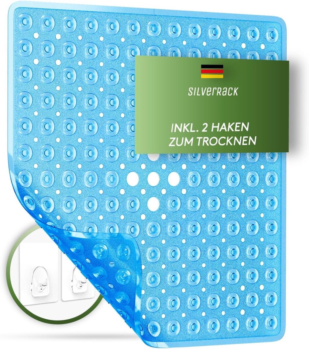 SnelShoppen - Antislip Doucherugmat, Machinewasbaar en Schimmelbestendig, 53 x 53 cm, Blauw, Veilig voor Kinderen en Baby's