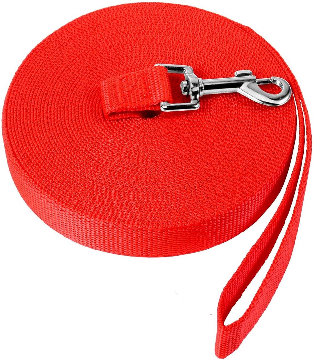 SnelShoppen - Hondenriem 20m - Duurzaam Nylon, Lichtgewicht met Zinklegering Gesp, Veilig en Sterk, Zwarte Lange Hondenlijn voor Wandelen, Training en