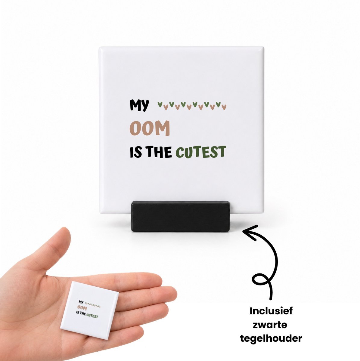 Hacebo my oom is the cutest tegeltje met tegelhouder - Oom - schattige oom - tegeltjes met tekst - verjaardagscadeau - verjaardag - cadeau - cadeautje voor oom - oom artikelen - kado - geschenk - gift - spreuktegels - 4.8x4.8 CM Wit