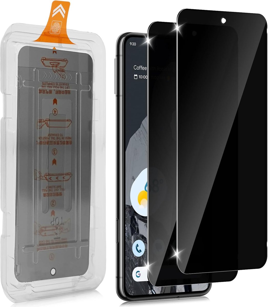 SnelShoppen - Holilo Privacy Screenprotector voor Google Pixel 8 Pro - Pantserglas, 9H Hardheid, Anti-Spy, Krasbestendig, Auto-Installatie, Bubble-Fre