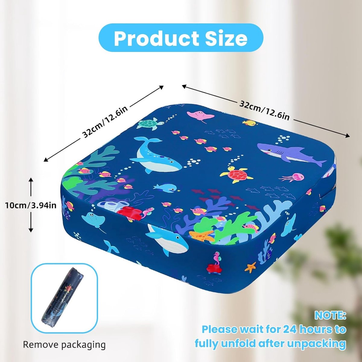 SnelShoppen - Kinderzitje Booster, Flexibel Zitverhogertje voor Kinderen met 2 Veiligheidsgordels, Antislip Basis voor Thuis en Onderweg, 32x32x10 cm