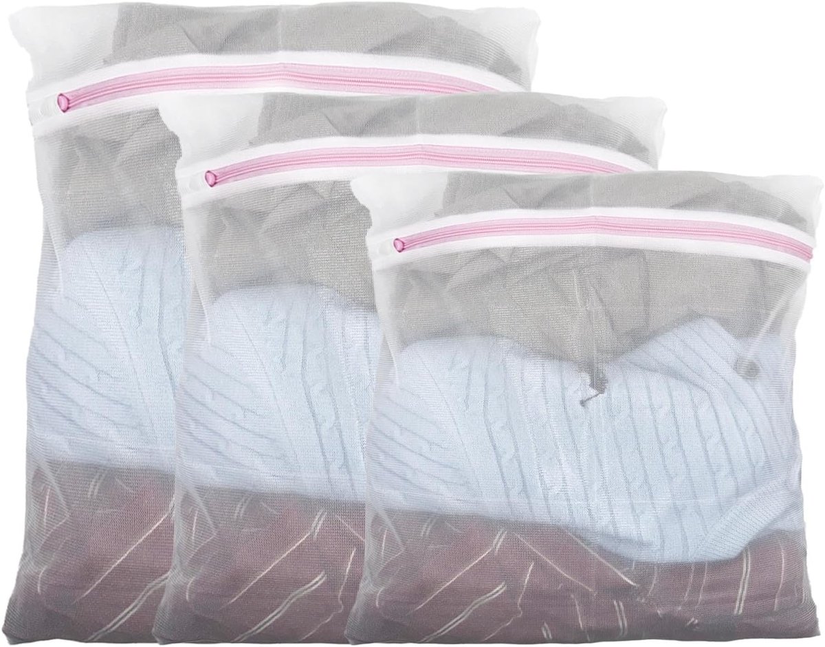 SnelShoppen - Waszakken Set van 3 Stuks, 30x40 cm, 40x50 cm, 50x60 cm, Duurzaam Polyester, Bescherming voor Gevoelige Kleding, Concealed Zip, Wasnet v
