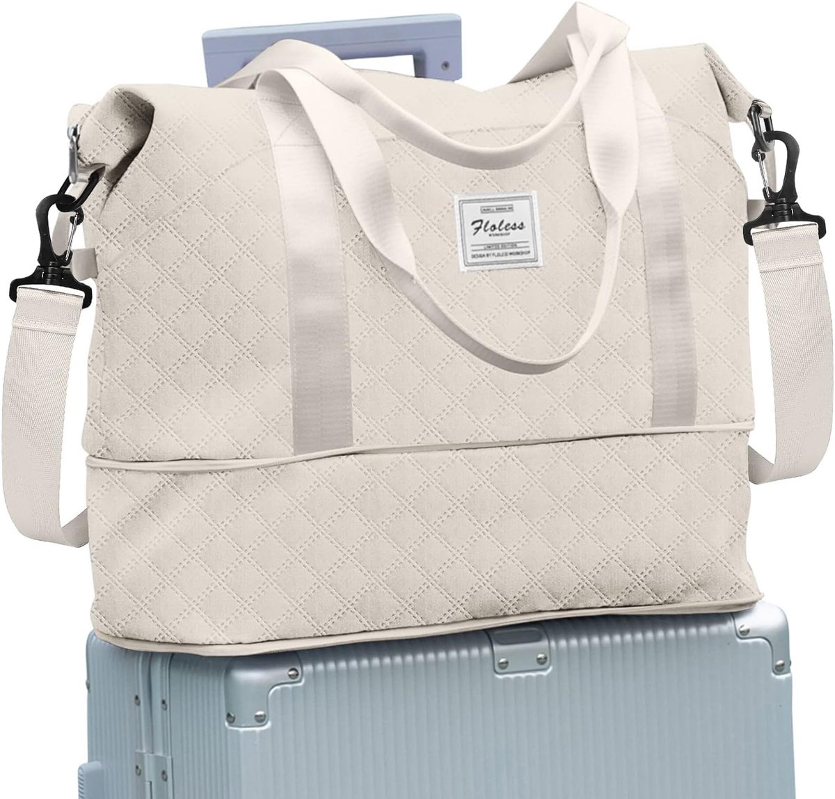 SnelShoppen - Travel Bag Dames Sporttas 40x20x25 Handbagage Weekendtas Waterdicht Fitness Bag 35L B5-Beige voor Gym en Zwemmen