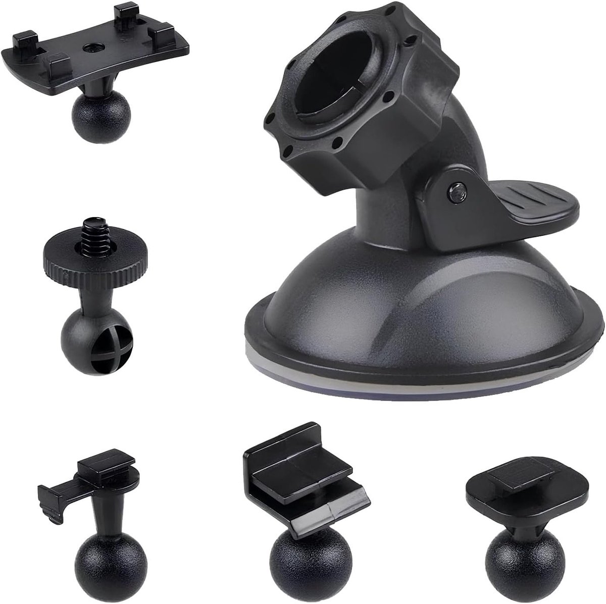 SnelShoppen - Suction Cup Auto Houder voor Dashcam Recorder - 5 Adaptertypes - HD Camera Mount voor DVR, GPS, Actiecamera - Stevig en Warmtebestendig