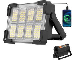 SnelShoppen - Draagbare LED-bouwspot met Accu, 4 Modi, Oplaadbare Campinglamp, USB Powerbank, Dimbaar Noodlicht voor Tuin, Vissen, Camping en Noodgeva