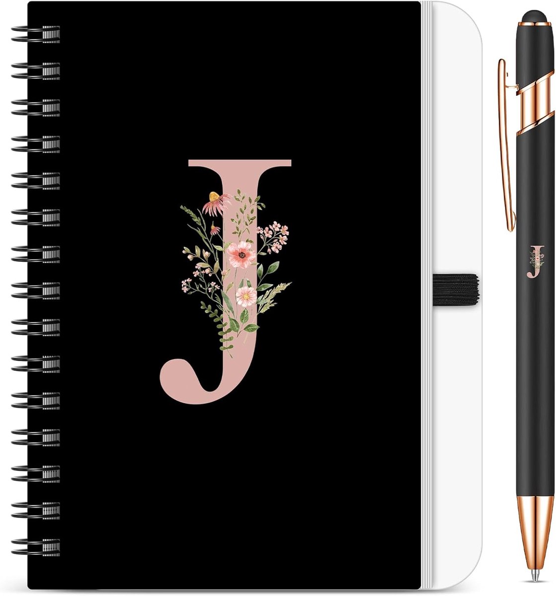 Thijox - Gepersonaliseerd Notitieboekje Met Initialen Voor Vrouwen - Bloemen B6 Notitieboek Set Met Balpen - Perfect Cadeau Voor Kerstmis, Verjaardag,