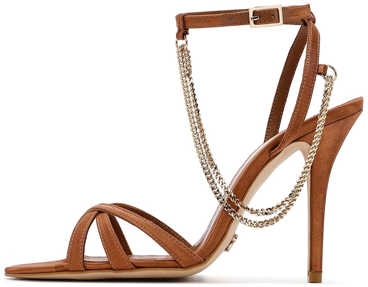 DERIMOD Sandalen Met Hoge Hak Textiel High Heel Sandalen With Metal Chain