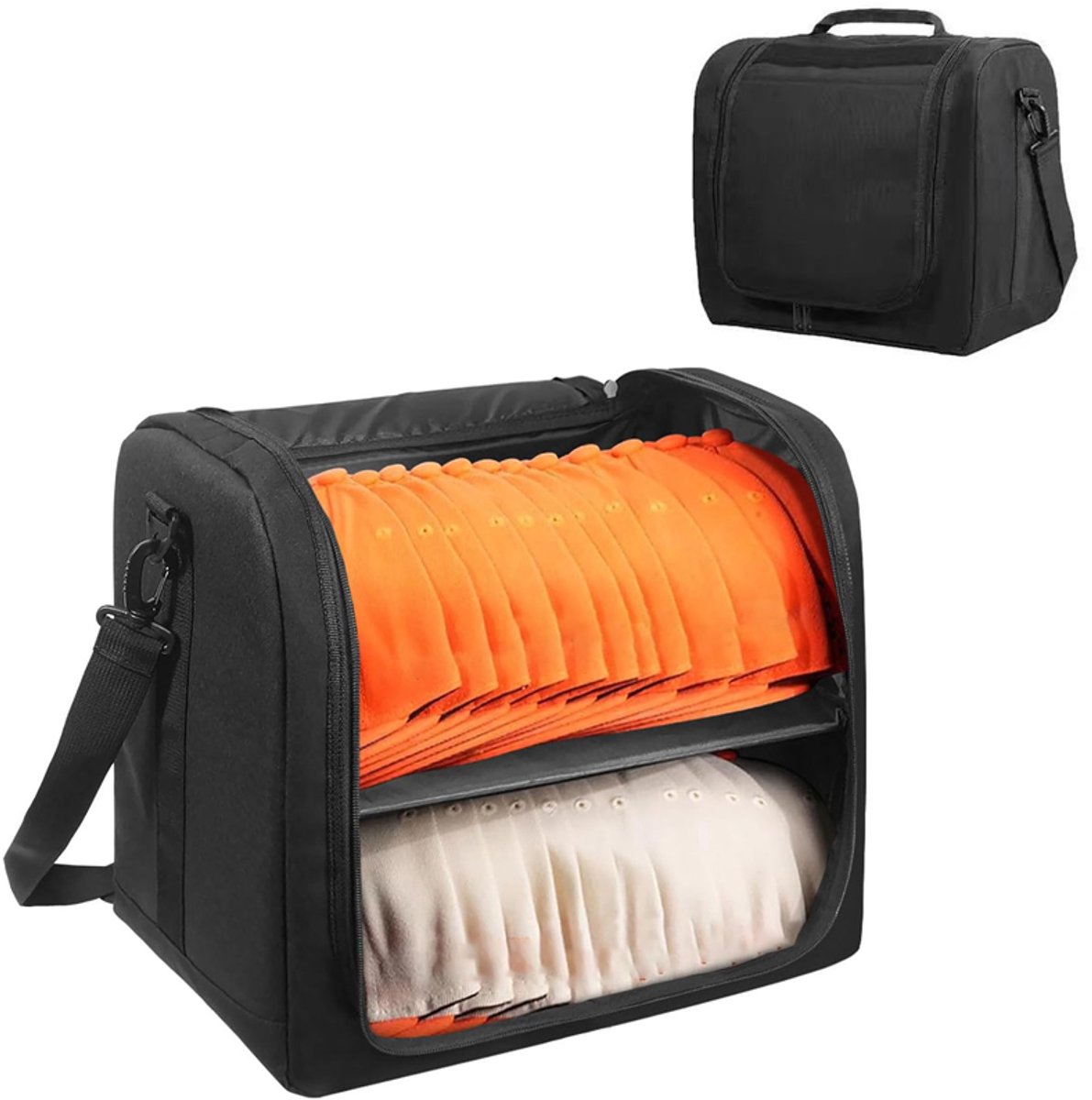 VHV - Opbergtas - Petten opbergtas - Reiskoffer voor baseball caps - Hoeden organizer voor 20-24 petten - Grote pettenhouder voor thuis, kast en reizen - 40*35*25cm - Zwart