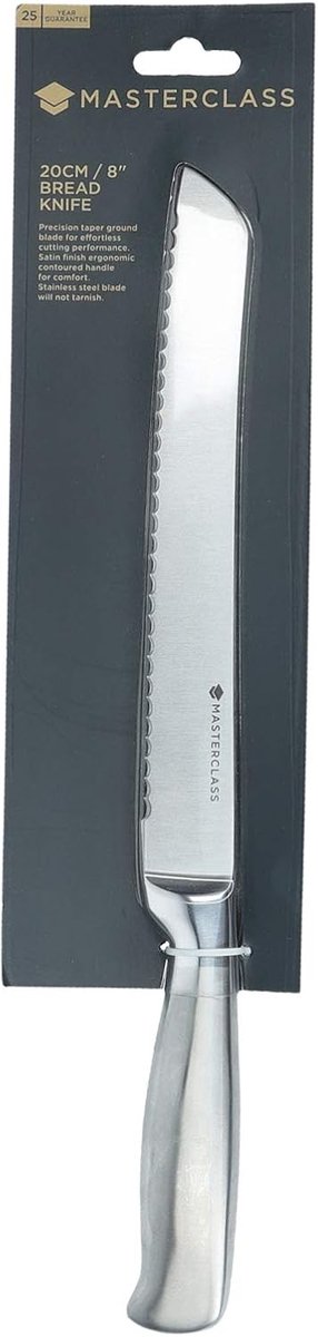 SnelShoppen - Deluxe RVS Broodmes 20 cm - Ergonomisch Handvat, Serrated Snede voor Perfecte Snedes - Ideaal voor Keuken, Feest en Dagelijks Gebruik -