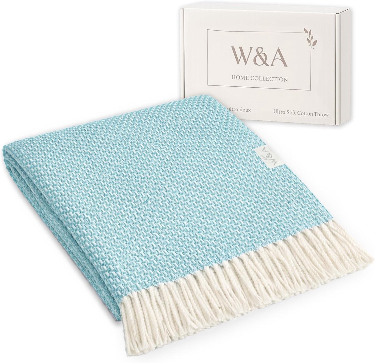 SnelShoppen - Decoratieve Plaid Knotted Throw 130 x 170 cm Water Groen - Luxe Curly Katoen, Perfect voor Bank, Bed, Cocooning, Cadeau met Lavendelzak
