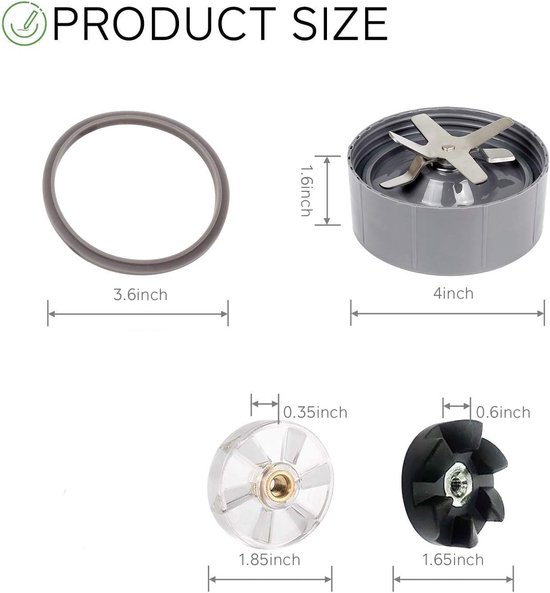 SnelShoppen - 5-delige Vervangende Mes Set voor Mixers, Premium Lekvrije Extractor Mes met Manure Gear, Top Basis Sprocket en Siliconen Seal voor 600W van Snelshoppen — afbeelding 3