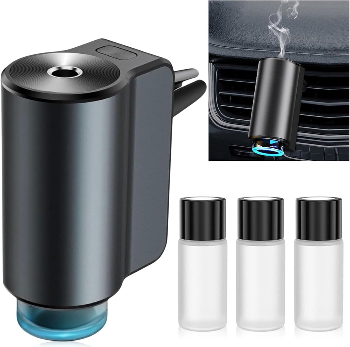 SnelShoppen - 2025 Auto Diffuser Luchtverfrisser, Slimme Elektrische Geurverspreider met 3 Geuren, Intelligente 3 Modi/Kleuren, Automatische Aan/Uit,
