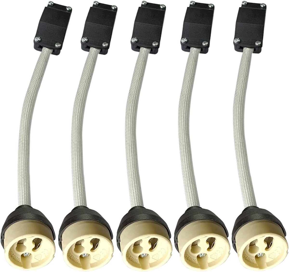SnelShoppen - 5X GU10 Keramische Lamphouder Connector met Aansluitdoos Socket, 0-250V, Hoge Temperatuurbestendig, Wit Geïsoleerde Buis voor GU10 LED-l