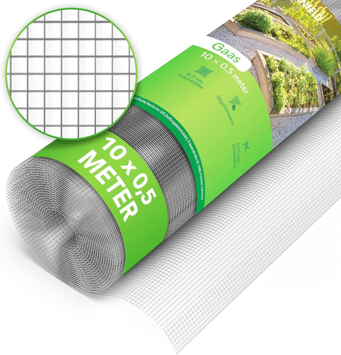 SnelShoppen - Draadgaas Fijn Gaas 10 x 0.5 m | Vole Bescherming voor Raised Beds | 6.3 mm Gaas Maat | Konijnen Draad, Planten Klimrek, Tuin Accessoire