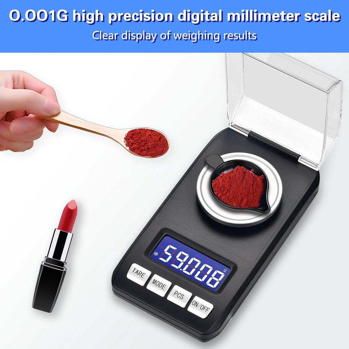 SnelShoppen - Digitale Milligram Weegschaal Pocket Scale Precisieweegschaal voor Poeders, Sieraden en Geneesmiddelen - 0g/50g met Kalibratiewicht en T
