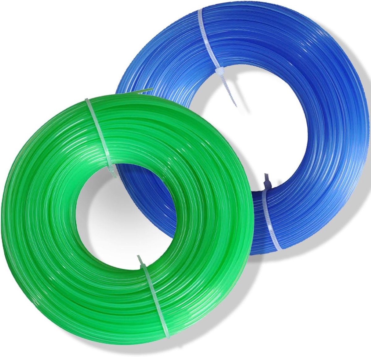 SnelShoppen - 2Pcs 1.6mm x 100m Maaidraad, Trimmerdraad voor Tuin, Grasmaaien, Blauw + Groen, Ideaal voor Gras, Onkruid en Tuinonderhoud