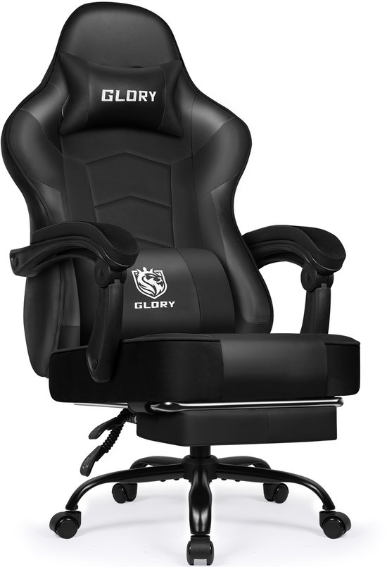 Hiaonyx Gaming Stoel 170° Verstelbaar Zwart met Voetsteun