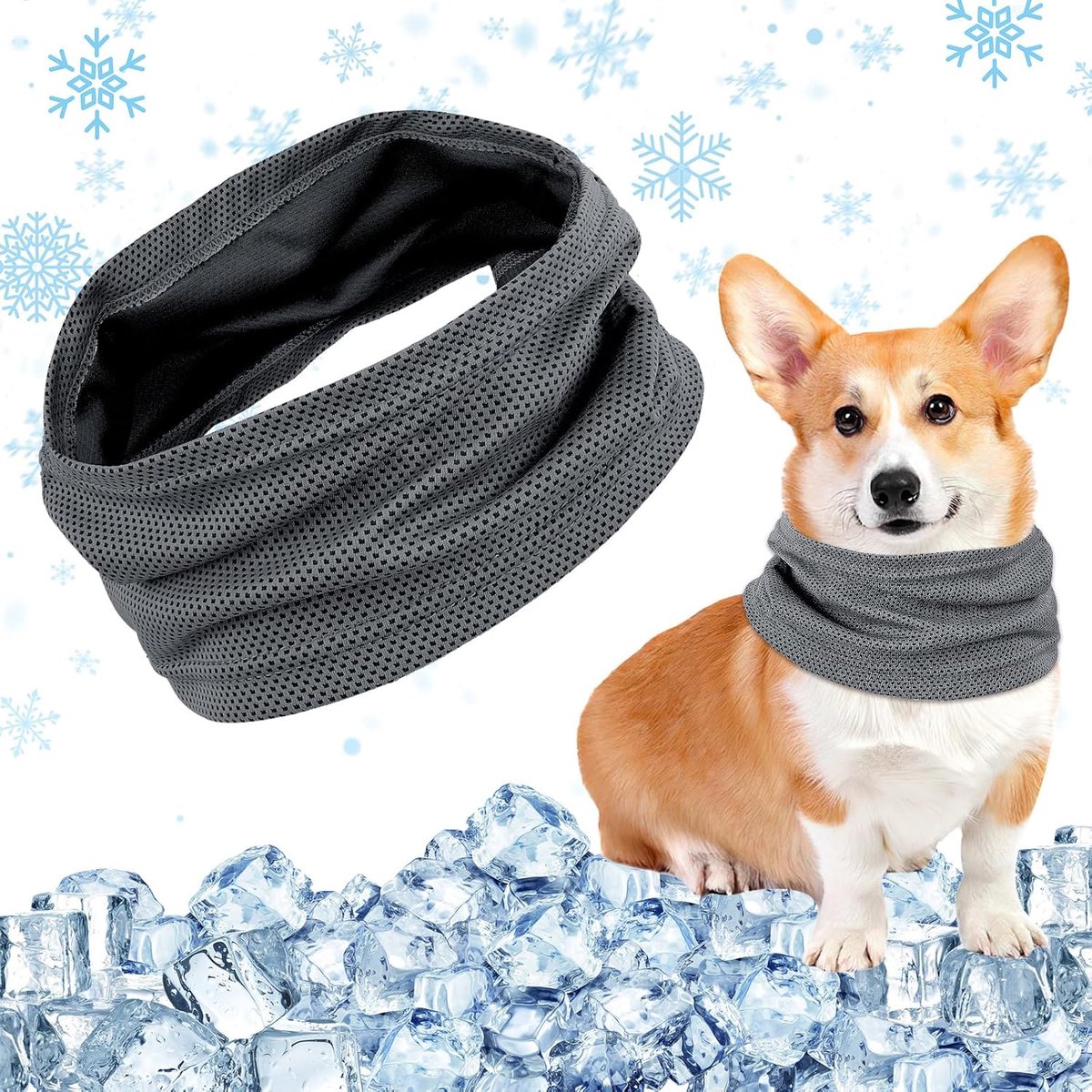 SnelShoppen - Cooling Collar voor Honden - Verkoelende Sjaal - Donkergrijs - Maat S - Effectieve Hittebescherming - Ideaal voor Zomer, Wandelen, Tuin