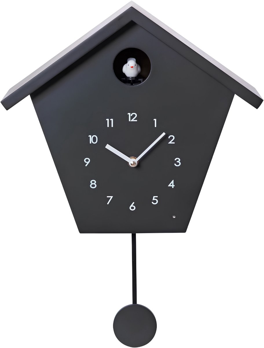 KAD® Koekoeksklok Modern - Koekkoeksklok - Koekoeksklokken – Wandklok - Cuckoo Klok - Zwart - 12cm x 29cm x 25cm