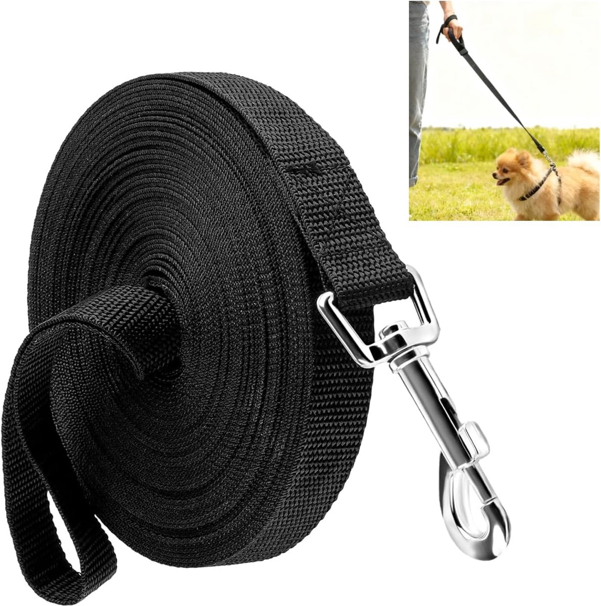 SnelShoppen - 10 m Sleeplijn voor Kleine Honden en Katten - Lange Trainingslijn, Waterdichte Nylon Hondenriem met Polsband, Robuuste en Scheurbestendi