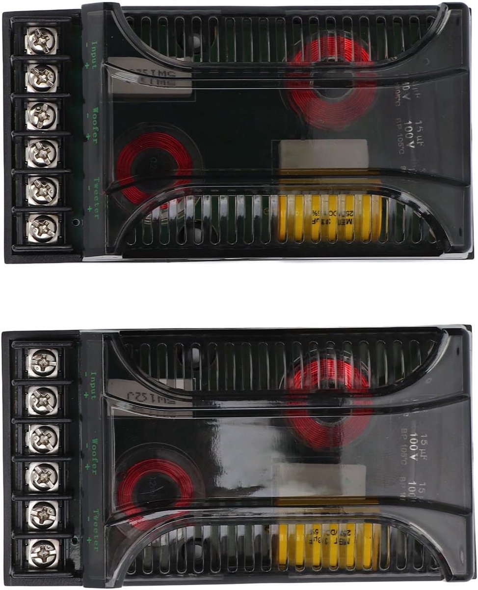 SnelShoppen - Car Audio Crossover 2Pcs - 2 Weg Passieve Frequentieverdeler met Overstroombeveiliging - Universele Warmteafvoer voor Betere Geluidskwal