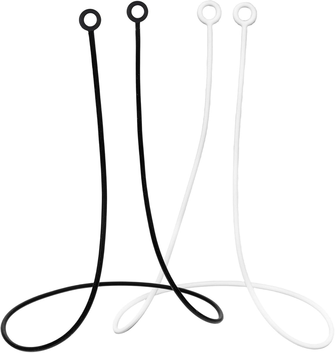 Oordopjes Verbindingskoord - 2 Stuks - Oordopjes Koord - Oortjes - Siliconen Sportkoord - Oordopjes Koord - Sportoortelefoonbandjes - Voor Hardlopen of andere sport - 52cm - Zwart, wit