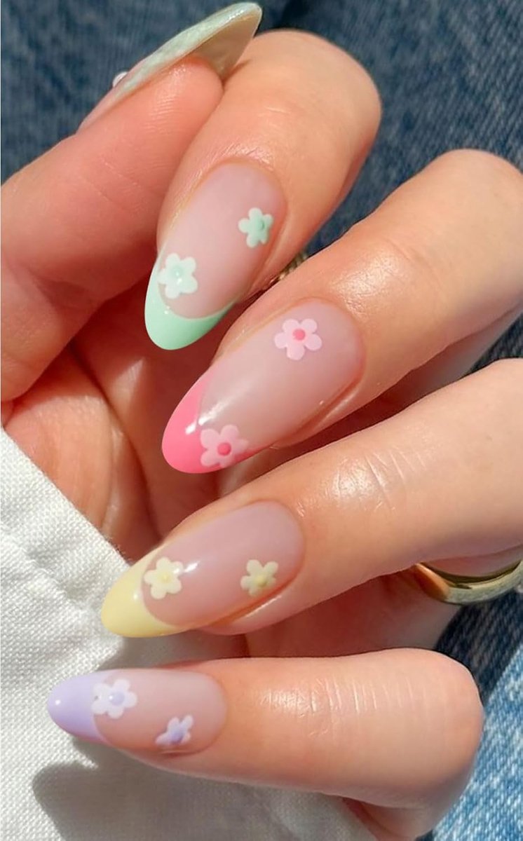 SnelShoppen - French Tip Nail Foil Gel Stickers - 20 Stuks UV Nail Art Stickers met Bloemen - Semi-Cured Gel Nagels - Duurzaam en Veilig voor Feest en