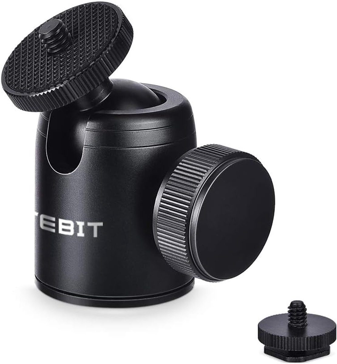 SnelShoppen - UTEBIT 360° Draaibare Camera Kogelkop Statief - Mini Aluminiumlegering 24mm - Maximaal 5kg - Inclusief 1/4" Hot Shoe Adapter voor DSLR e