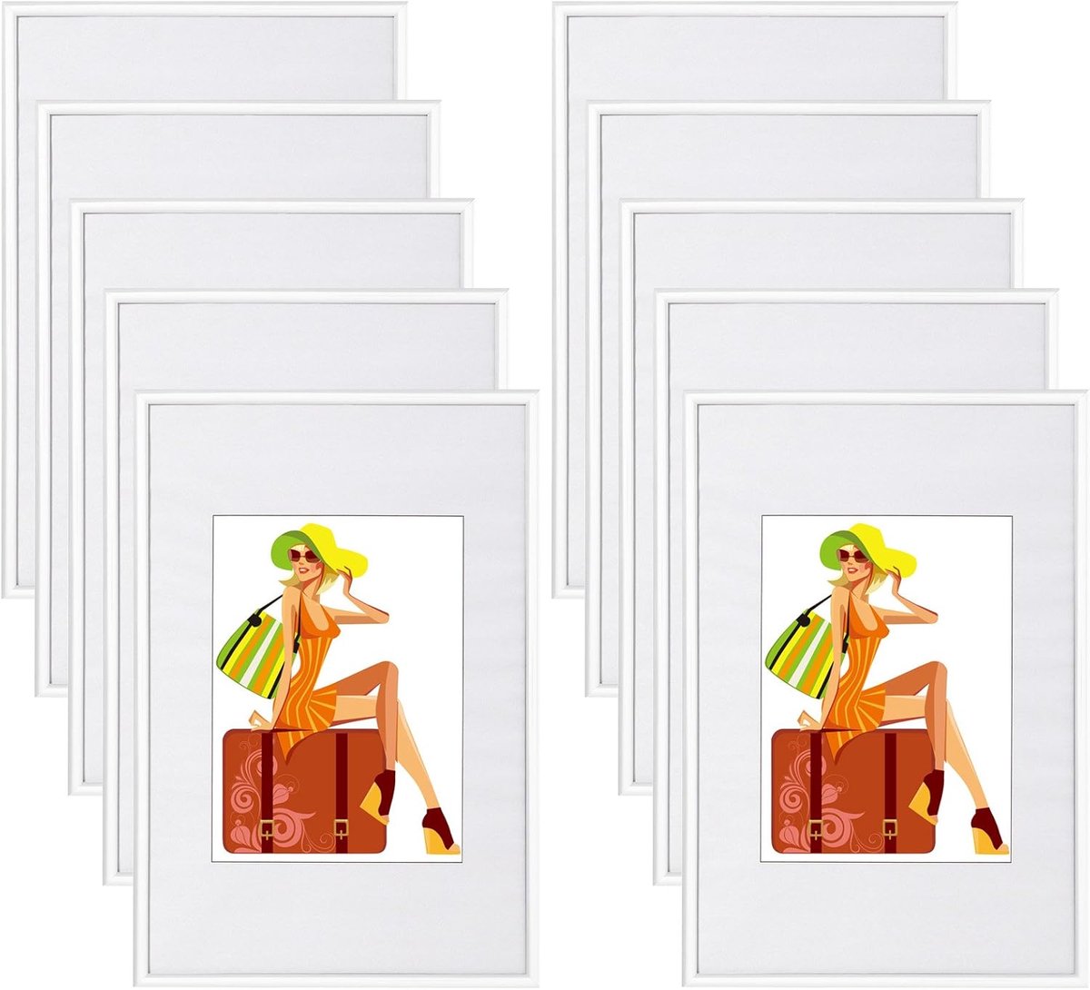 SnelShoppen - Set van 10 Kunststof Fotolijsten 15 x 20 cm Wit voor Slaapkamer, Kantoor en Werkkamer - Perfect voor Herinneringen en Foto's