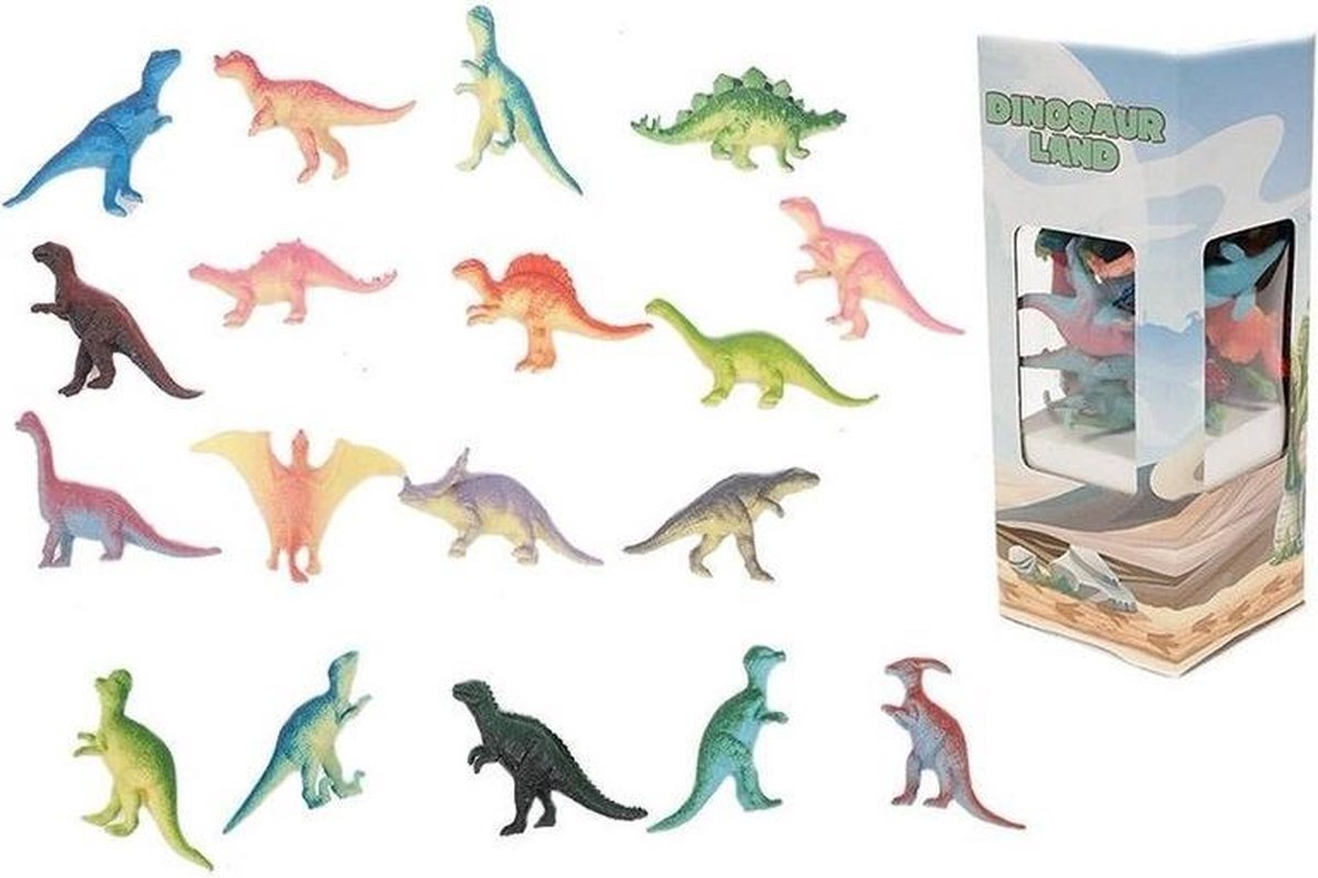 18x Plastic speelgoed dinosaurussen 6 cm - Speelgoed dieren dino's
