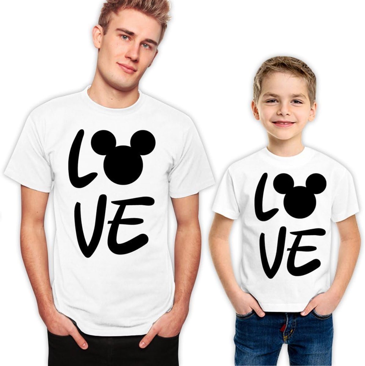SnelShoppen - Matching T-shirts voor Vader en Zoon - Love Daddy Set - 100% Katoen - Perfect voor Familie-uitjes, Feesten, en Dagelijkse Casual Wear -