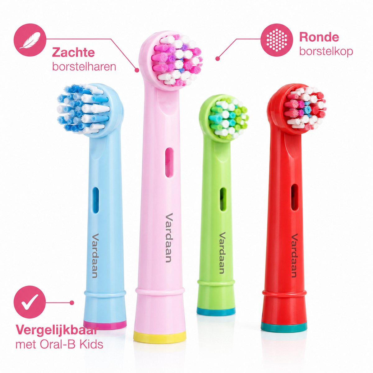 Vardaan EB-10A Opzetborstels Voor Kids 24 Stuks – Geschikt voor Oral-B & Braun – Zachte Borstelharen – Vervangende Opzetborstels Kinderen – Elektrische Tandenborstel – Mondhygiëne Junior – Universeel – Melktanden – Compatibel – Kindertandverzorging