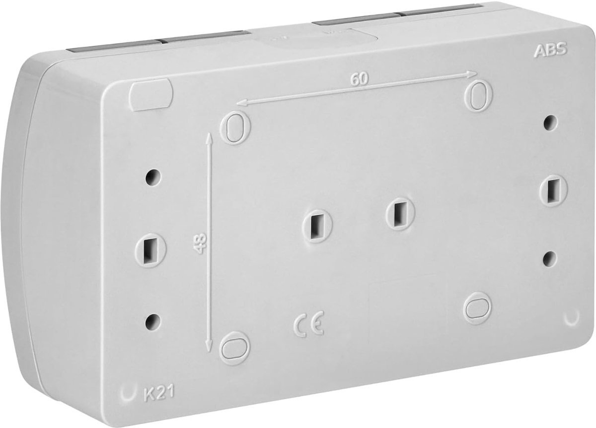 SnelShoppen - Double Socket 2x2P+Z IP44 Type E Frans - Waterdichte Buitenstekkerdoos - Opbouwcontactdoos voor Tuin, Camping, Keuken, Badkamer - Grijs