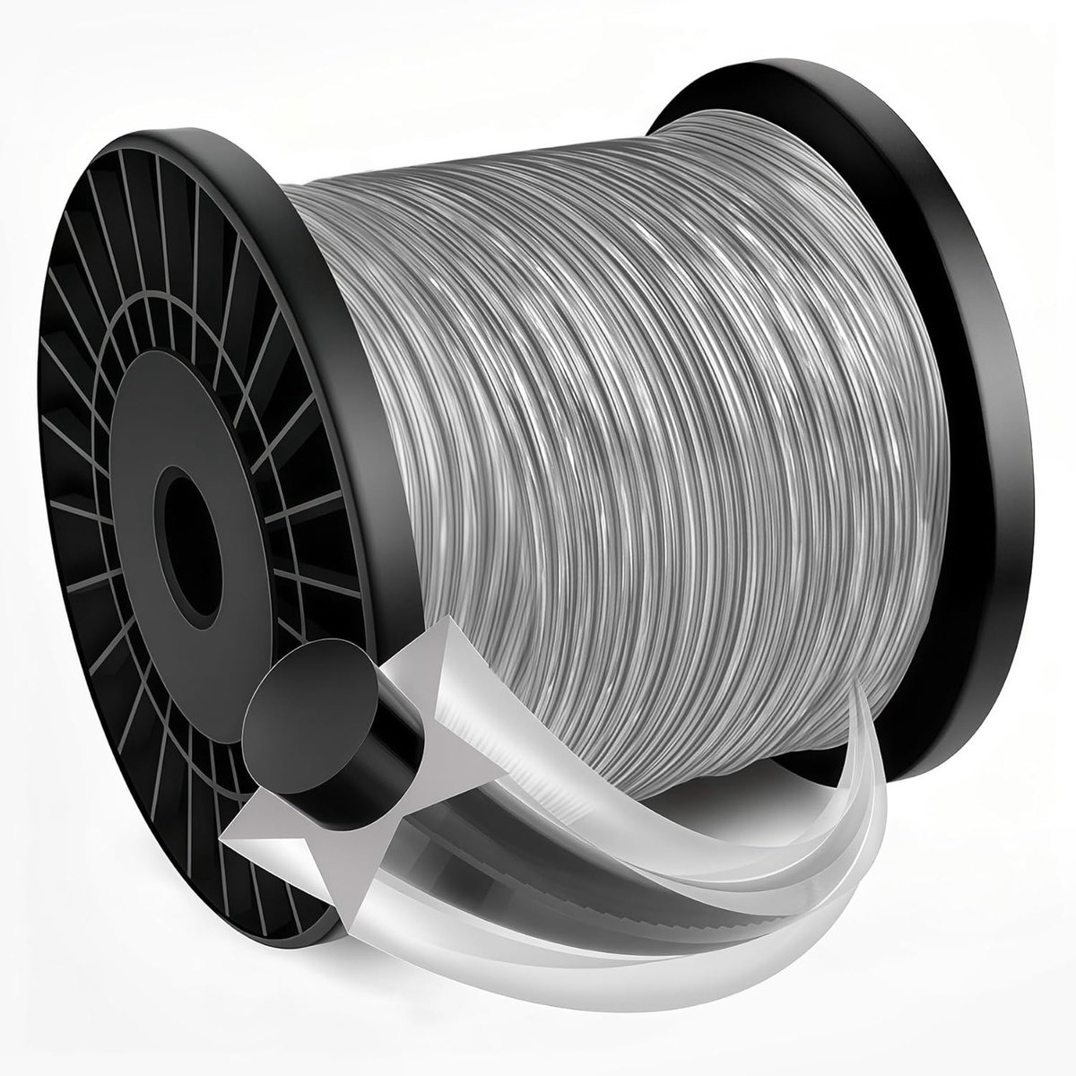 SnelShoppen - Gras Trimmer Draad 2.4mm 100m - Donkergrijs Nylon Trimmerkoord - Heavy Duty Vervangingsdraad voor Tuinonderhoud