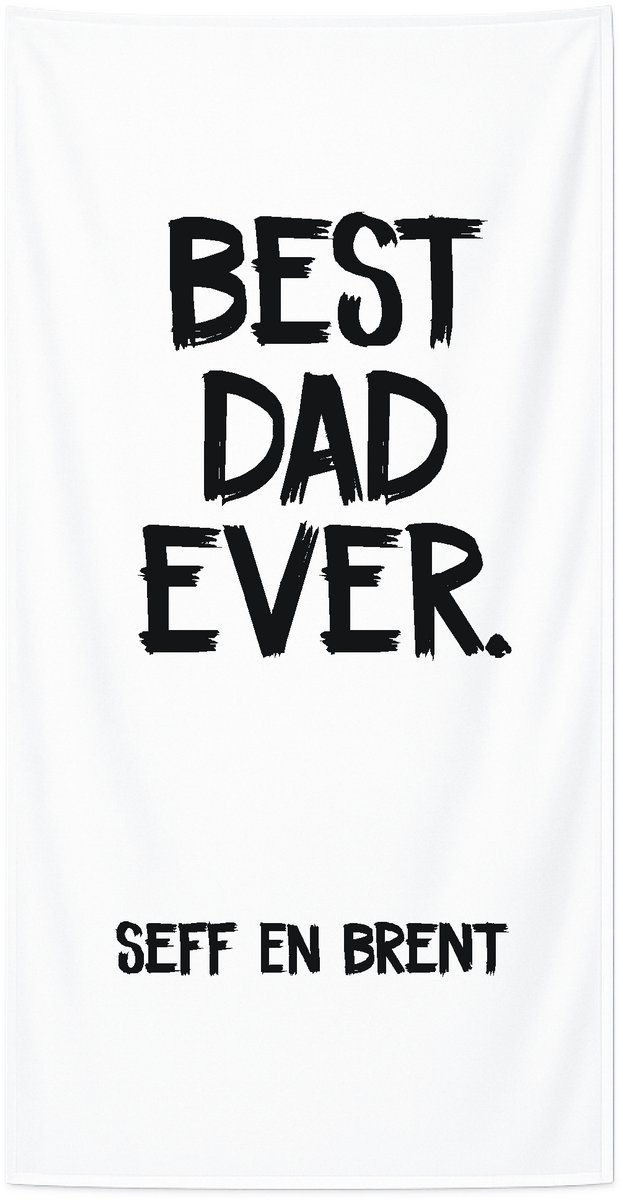 Strandlaken met naam kind 70x140 cm - Badhanddoek badstof - Gepersonaliseerd – Best Dad Ever – Livingstickers - Wit