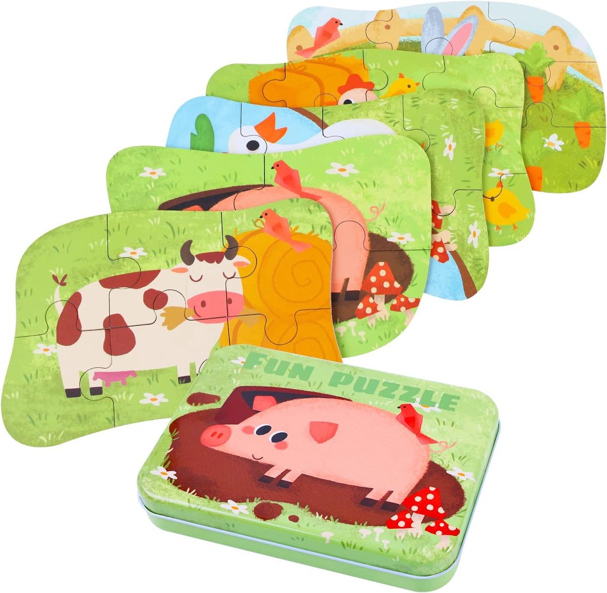 SnelShoppen - Kinderen Puzzel - 5 Dieren Puzzels voor Jongens en Meisjes - Geschikt voor 3-5 jaar - Lichtgewicht en Duurzaam - Perfect Voor Thuis en O