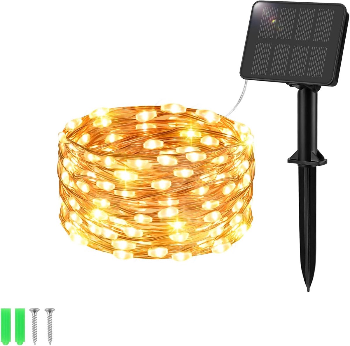 SnelShoppen - Solar Fairy Lights Buiten 5m 50 LED IP65 Waterdicht Koperdraad 8 Modi Tuinverlichting voor Balkon, Courtyard, Boom Decoratie