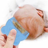Baby Hoofdkam - Kam voor hoofdvet - Babykam om berg te verwijderen - Babyhaarkam met cartoonprin - Hulpmiddel voor de verzorging van pasgeborenen - Schone baby hoofdhuid - Blauw - LOUZIR