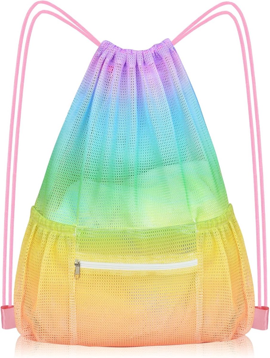 Draagbare Mesh Sporttas met Ritsvak, Ideaal voor Zwemspullen, Gym, en Outdoor Activiteiten voor Volwassenen en Kinderen