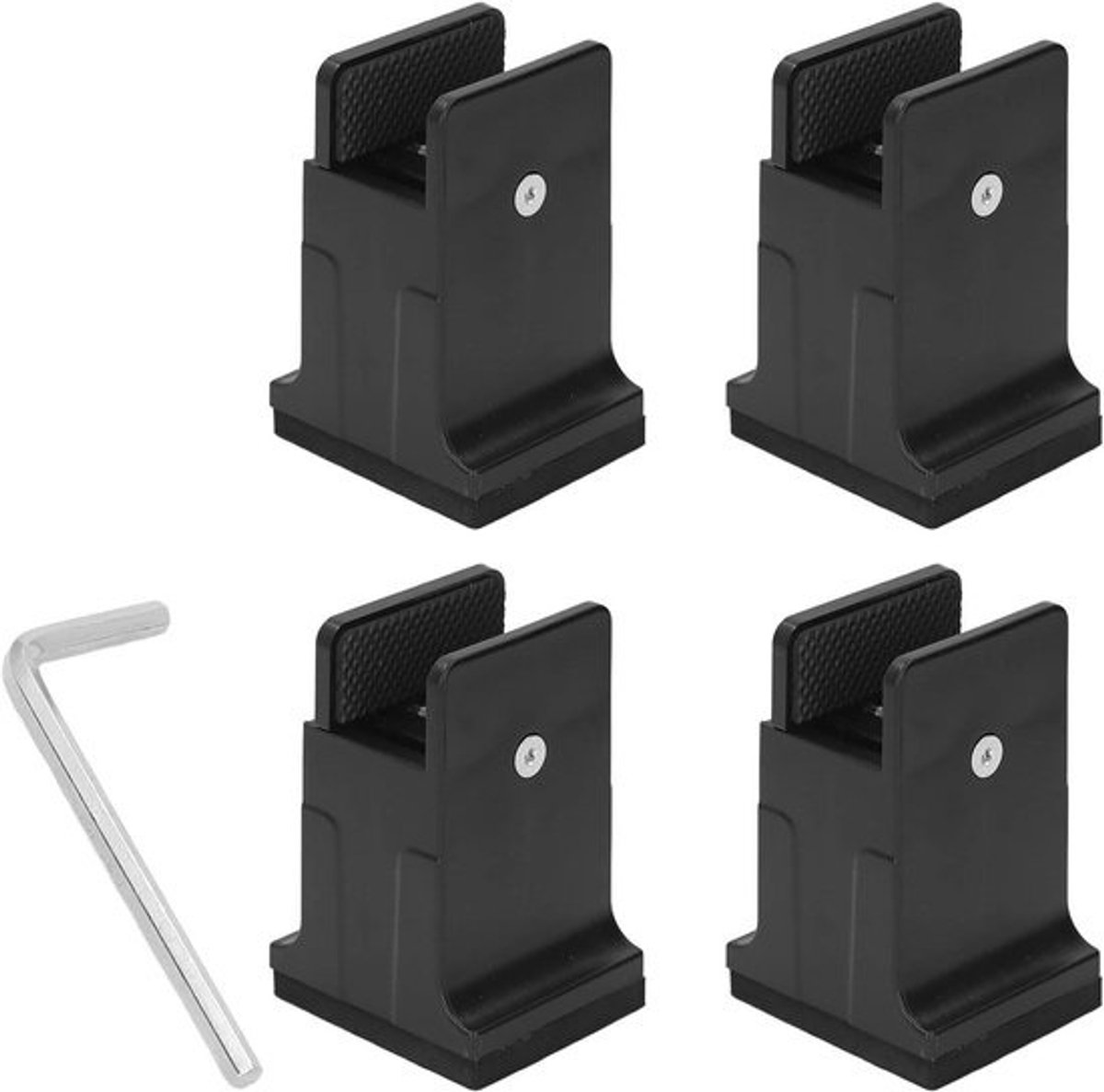Meubelverhogers - Verstelbare lifters - Meubels verhogen - Veilig klemsysteem - 10 cm hoogte - Zwart