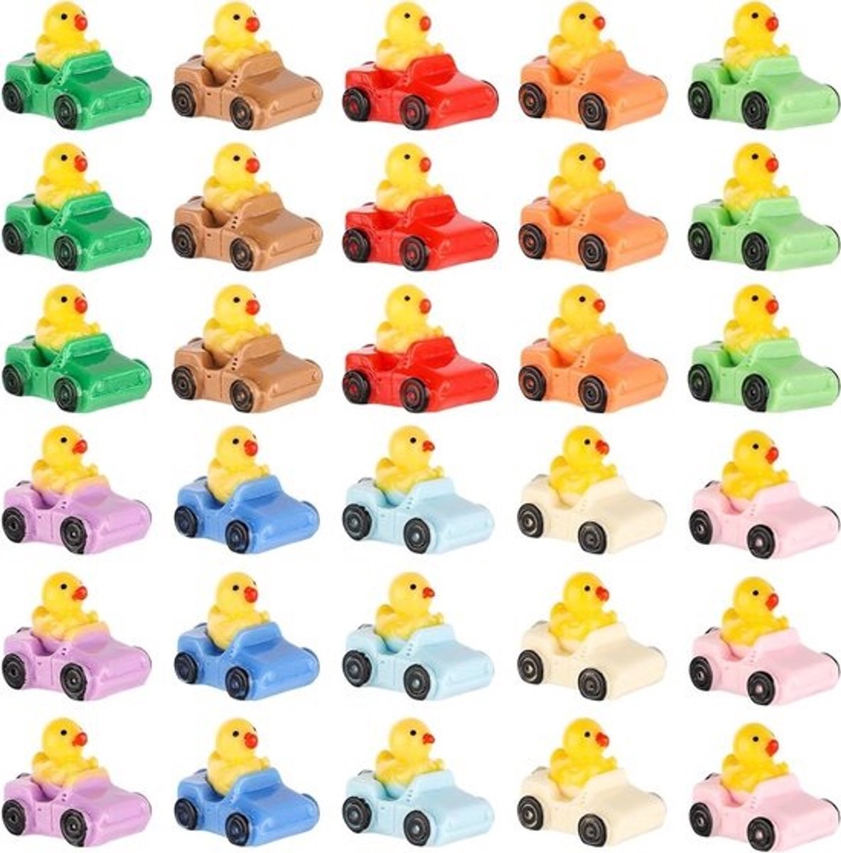 Mini Hars Eenden - Miniatuur Eendenfiguren - Poppenhuis Decoratie - 10 Verschillende Kleuren - 30 Stuks - Multicolor