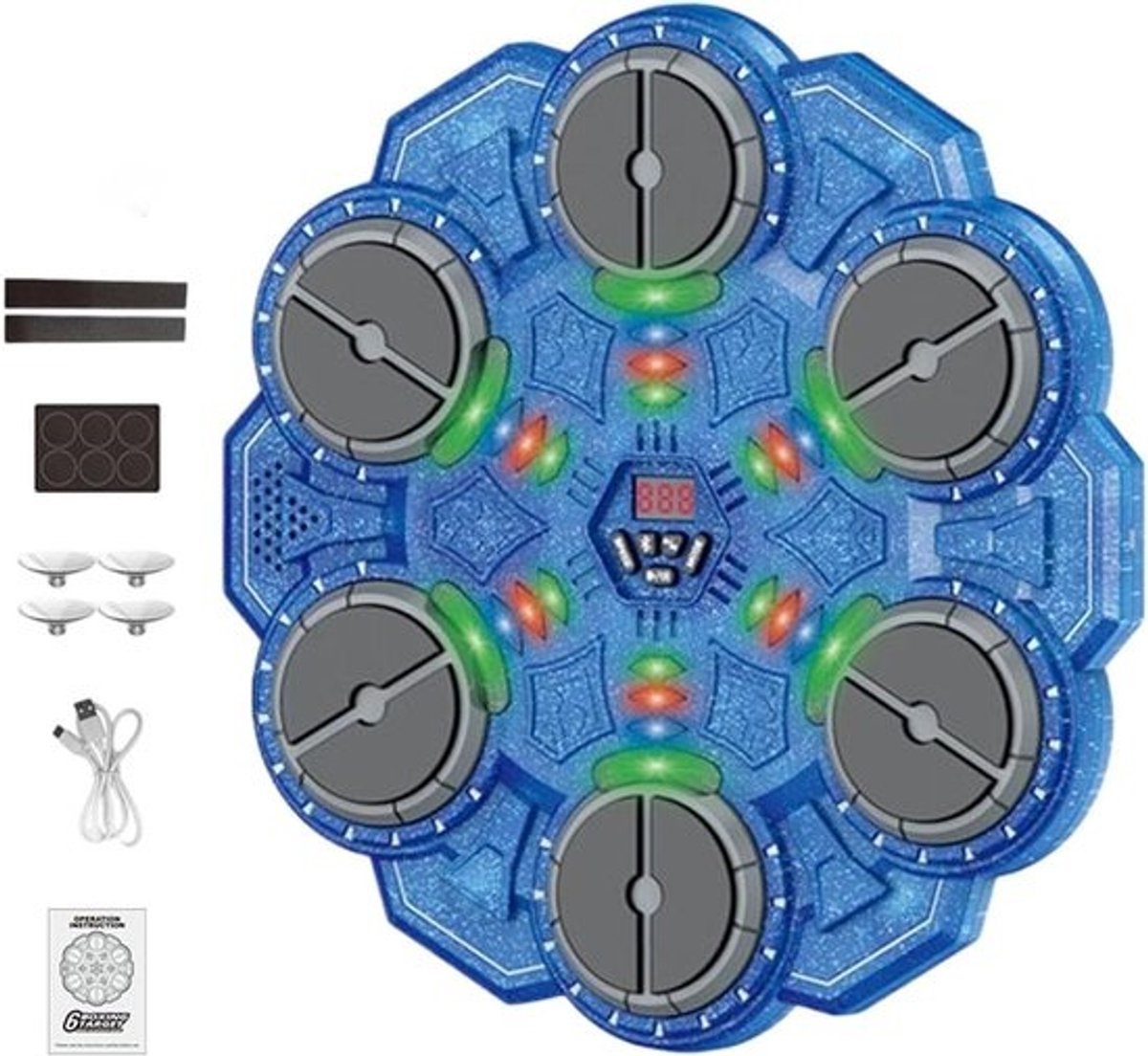 Draadloze Bokstrainer - Interactieve Muziek Trainer - Thuis Sporten - Dynamisch Ritme Leren - 35 x 33 cm - Donkerblauw