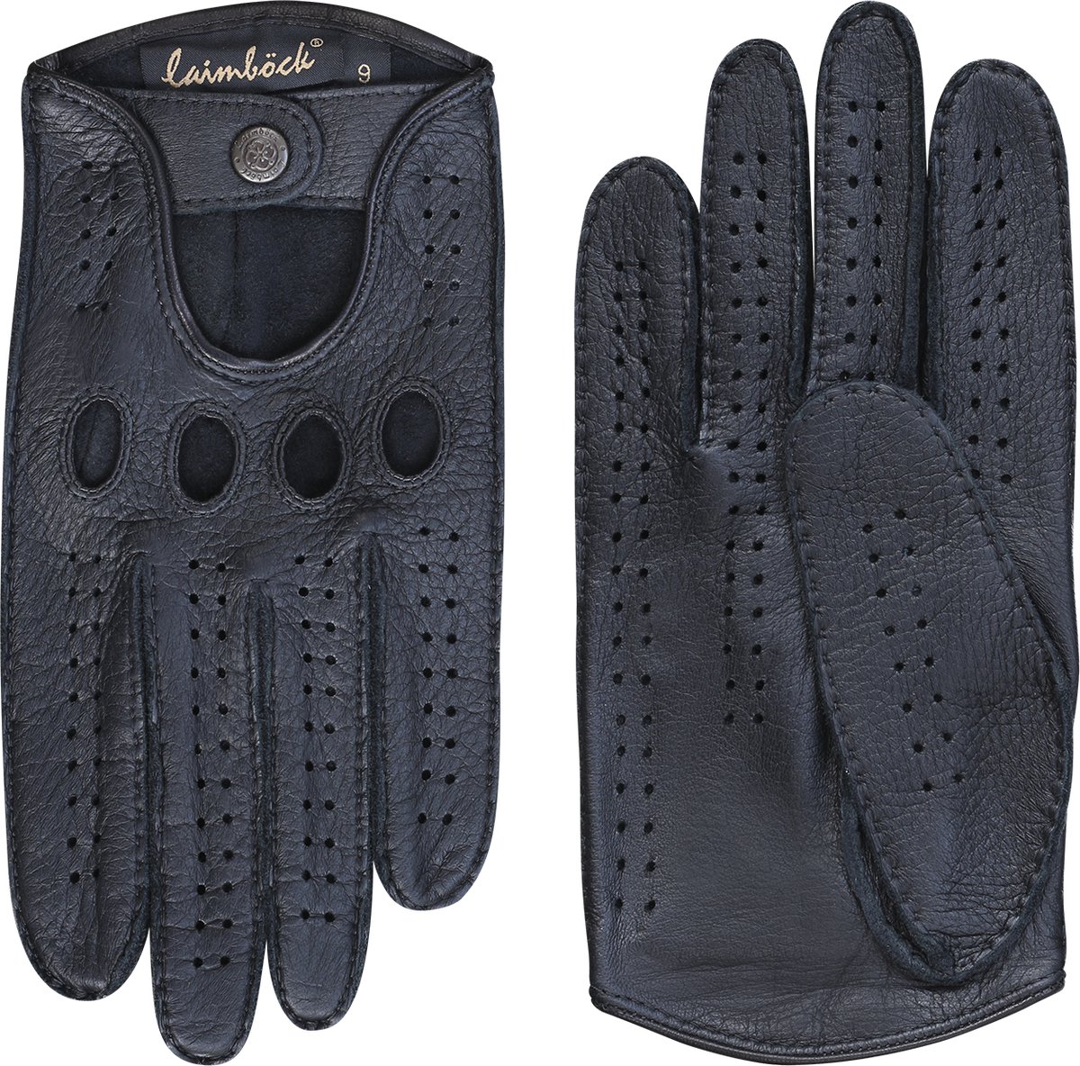 Laimböck Buxton - Exclusieve leren heren autohandschoenen Kleur: Zwart, Maat: 9.5