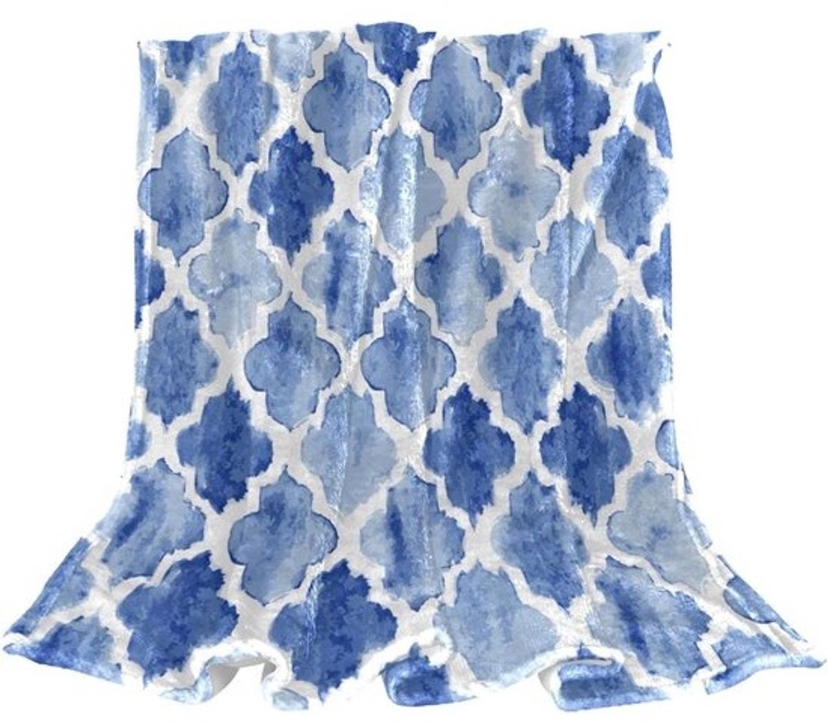 Fleece Deken - Plaid Sherpa - Comfort Verhogend - Dubbelzijdig Ontwerp - 150x200 cm - Blauw Geometric