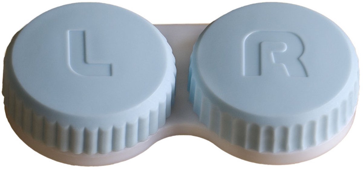 Lensbakjes - 2 stuks - Blauwe doppen - Compact - Antibacterieel - Blauw - L/R Inscriptie - Lenzenhouders - Lenzendoosjes