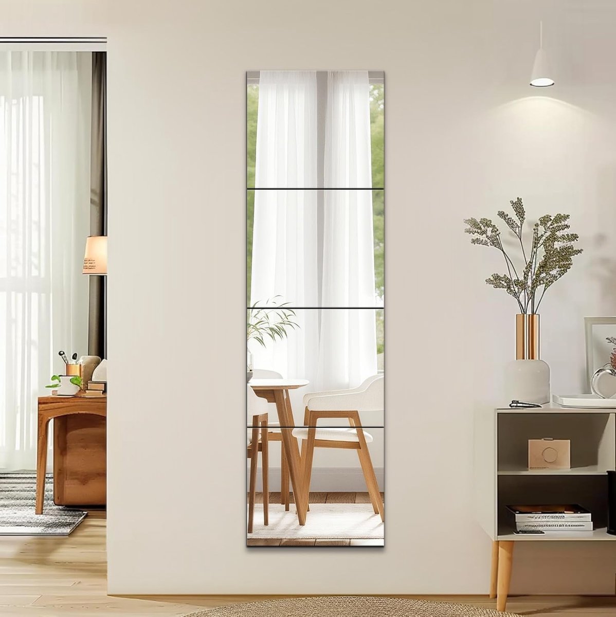 Zelfklevende Spiegels 35 x 35 cm - Set van 4 Decoratieve Spiegeltjes voor Wand, Hal en Slaapkamer, Ideaal voor Interieurdecoratie en Ruimtevergroting