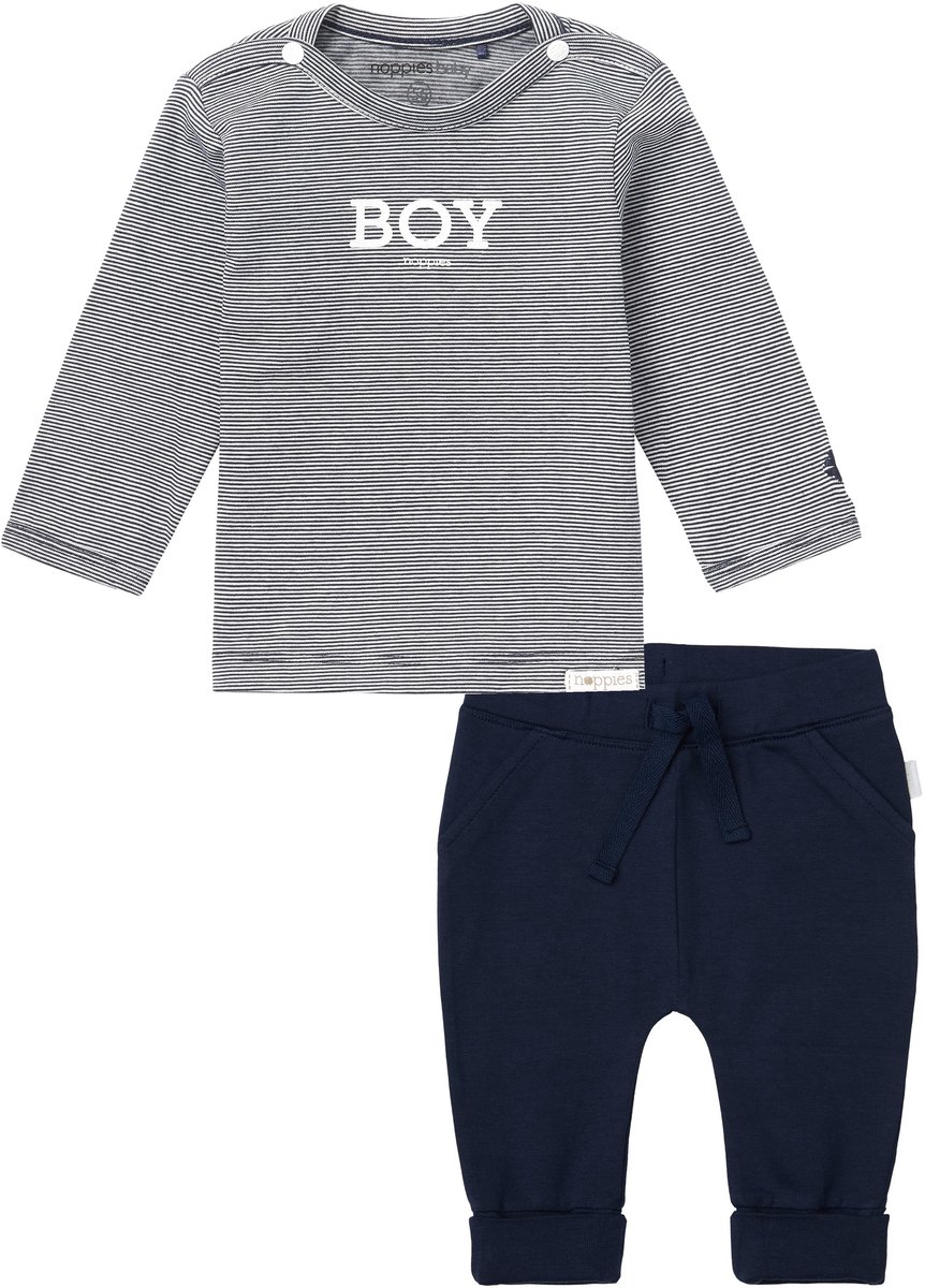 Noppies - Kledingset - 2delig - Broek Naupli Donkerblauw - Shirt Newman - Maat 74