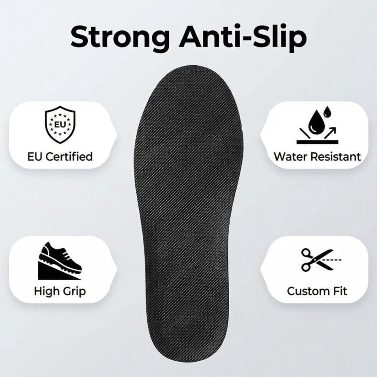 Antislipschaatsen - 4 stuks zelfklevende inlegzolen, op maat te snijden voor hakken en platte schoenen, antislip rubber voor optimale grip en comfort